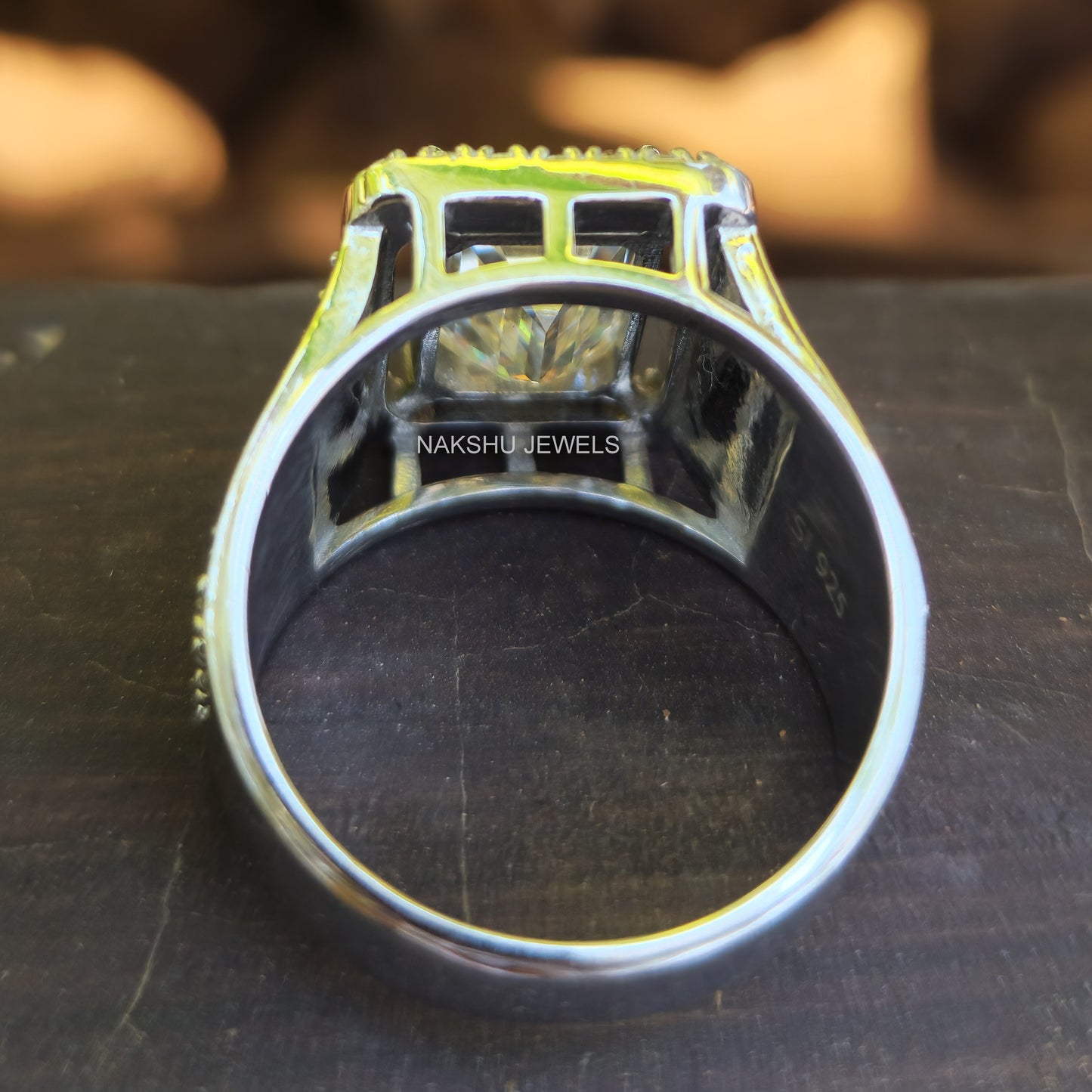 Emerald Moissanite Halo Pave Engagement Ring - Men's Iced Out