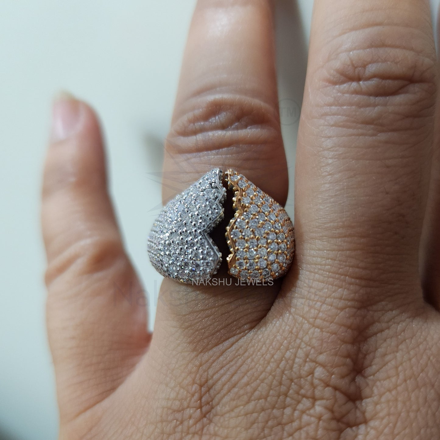 Broken Heart Moissanite Men's Iced Out Engagement Ring