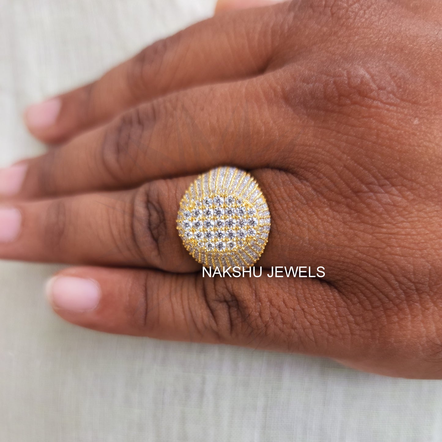 Round Cut Moissanite Men Ring - Hip Hop Style