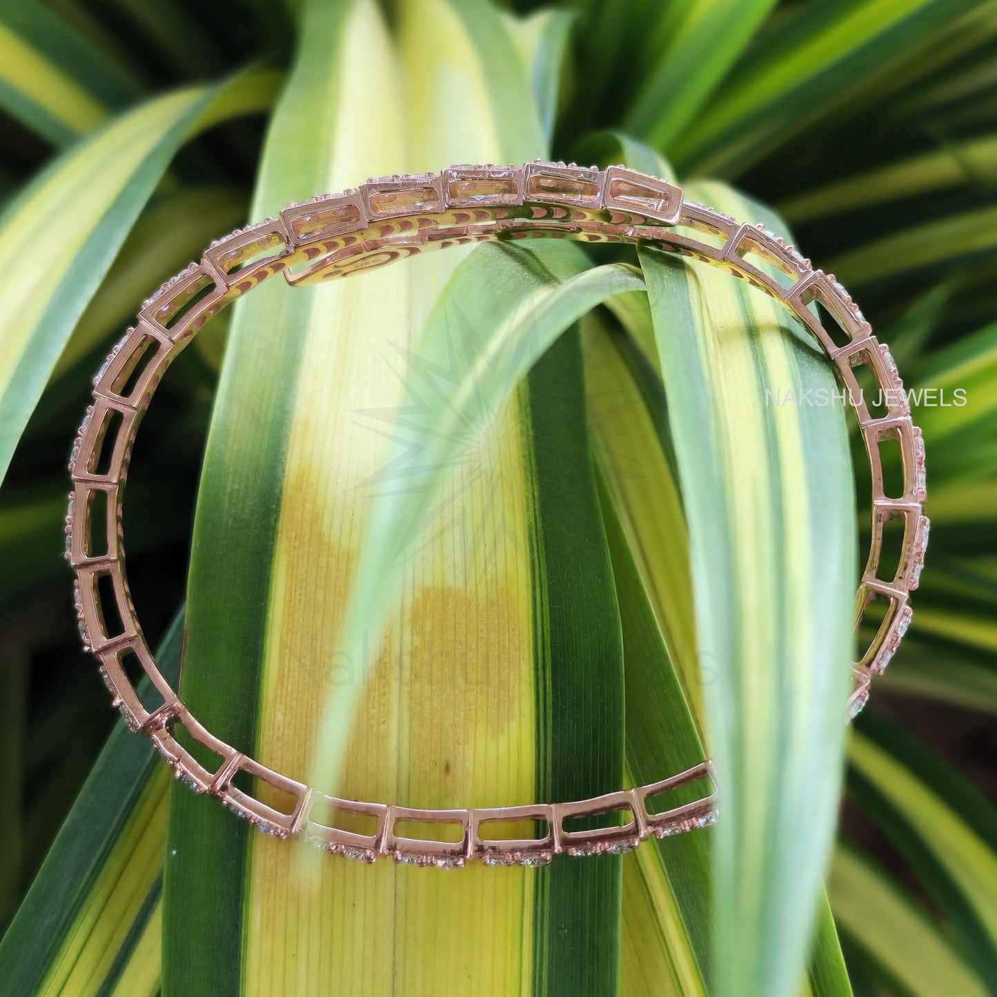Round Brilliant Cut Moissanite Serpent Viper Bracelet In 14K Solid Rose Gold Snake Bracelet Bangles