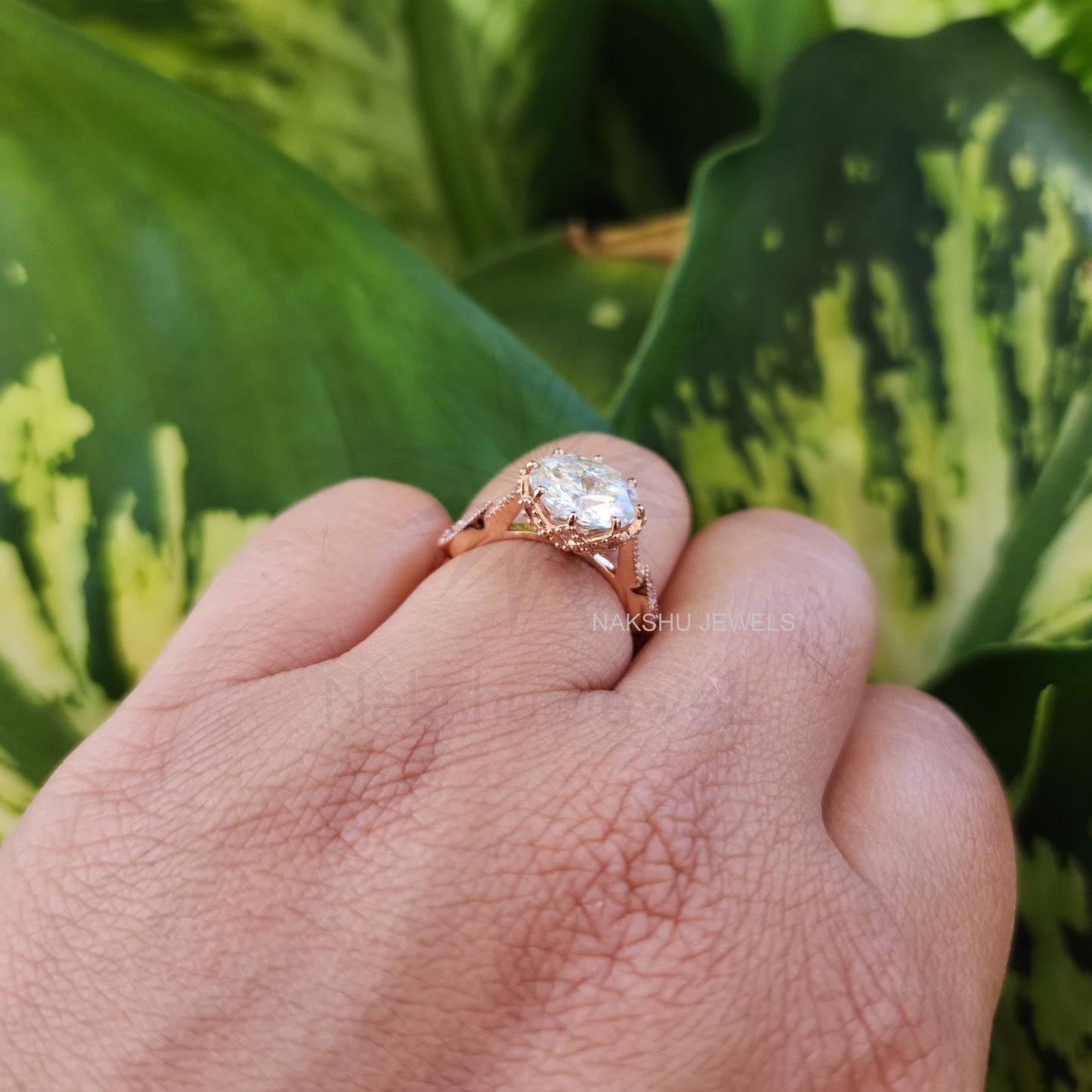 Jubilee Cut Round Moissanite Engagement Ring