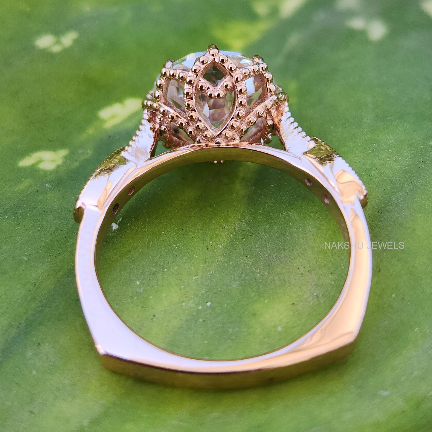 Jubilee Cut Round Moissanite Engagement Ring