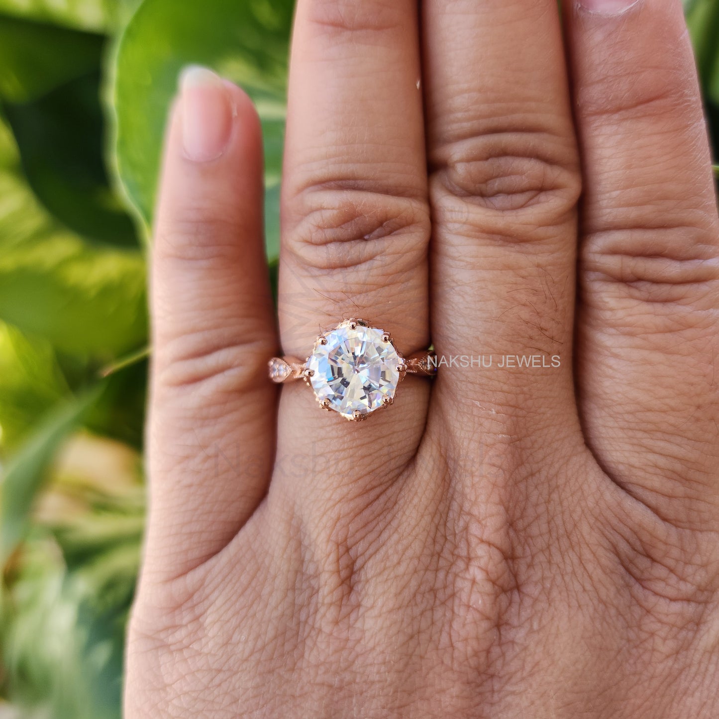 Jubilee Cut Round Moissanite Engagement Ring