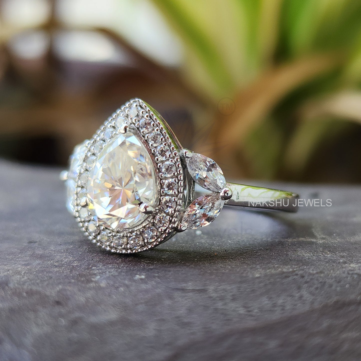 Cluster Pear Cut With Marquise Halo Bridal Set