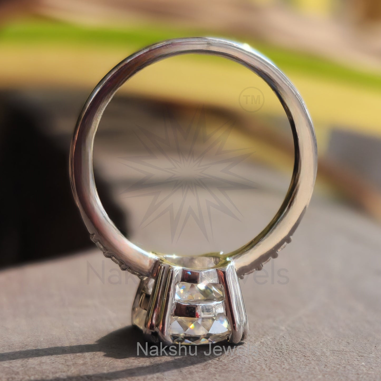 Portuguese Cut Moissanite Solitaire Engagement Ring
