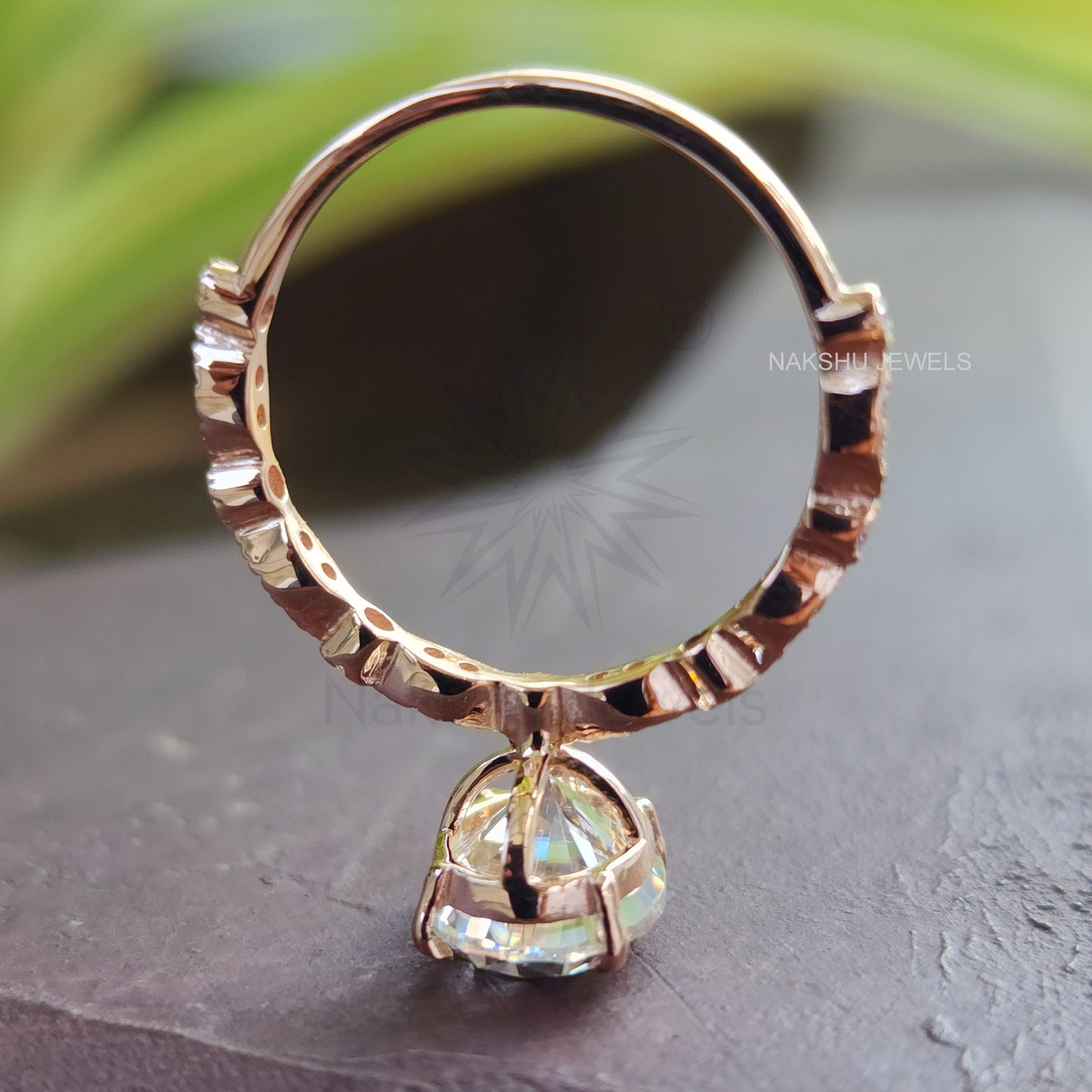 Oval and Tiny Round Moissanite Antique Engagement Ring