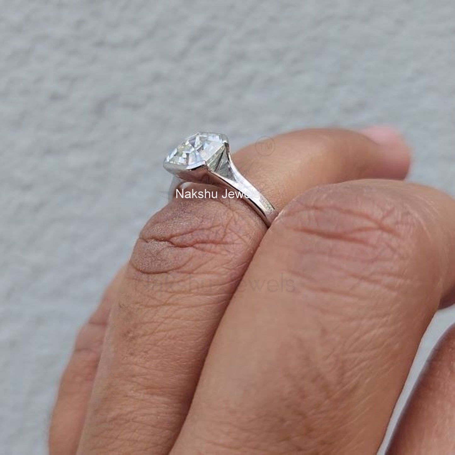 Asscher Cut Solitaire Moissanite Engagement Ring