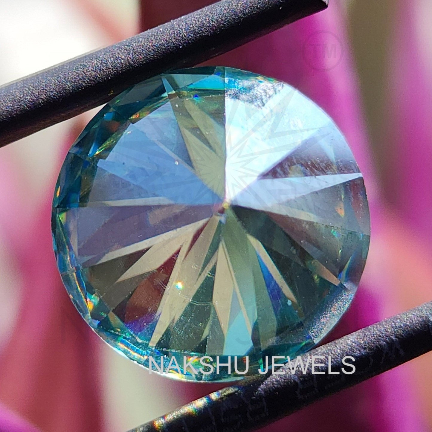 5.00 CT Cyan Blue VVS Round Brilliant Cut Loose Moissanite Diamond