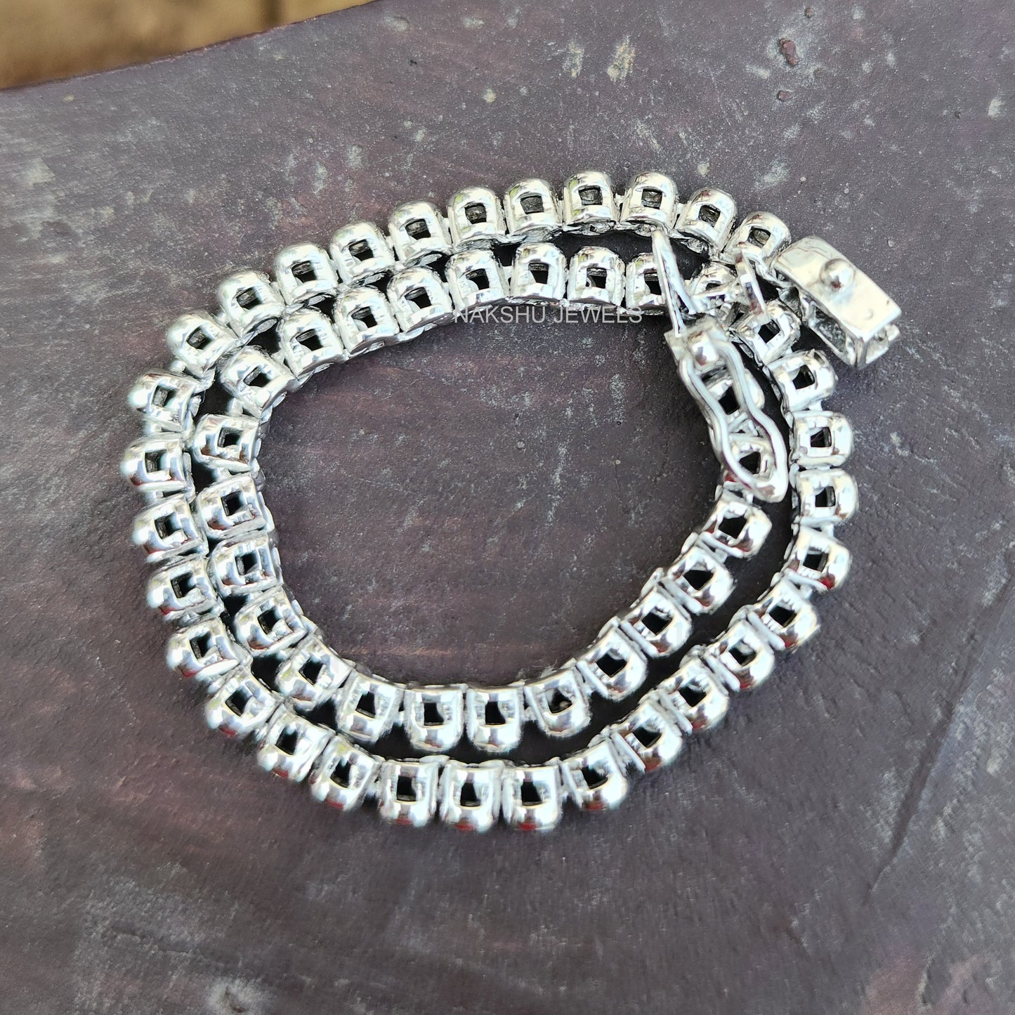 Classic 1.5 MM Colorless Round Moissanite Bezel Set Tennis Bracelet For Her