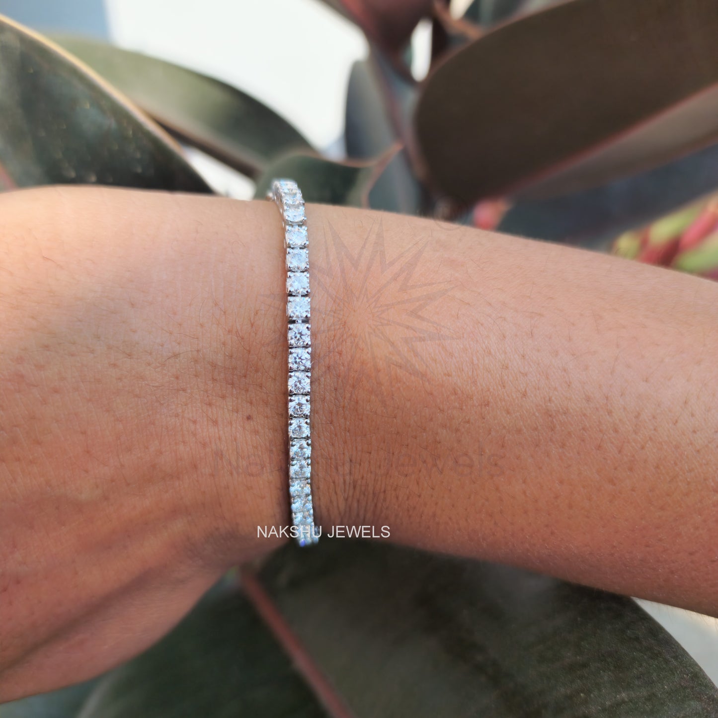 Brilliant Round Cut Moissanite Four Prong Tennis Bracelet For Her