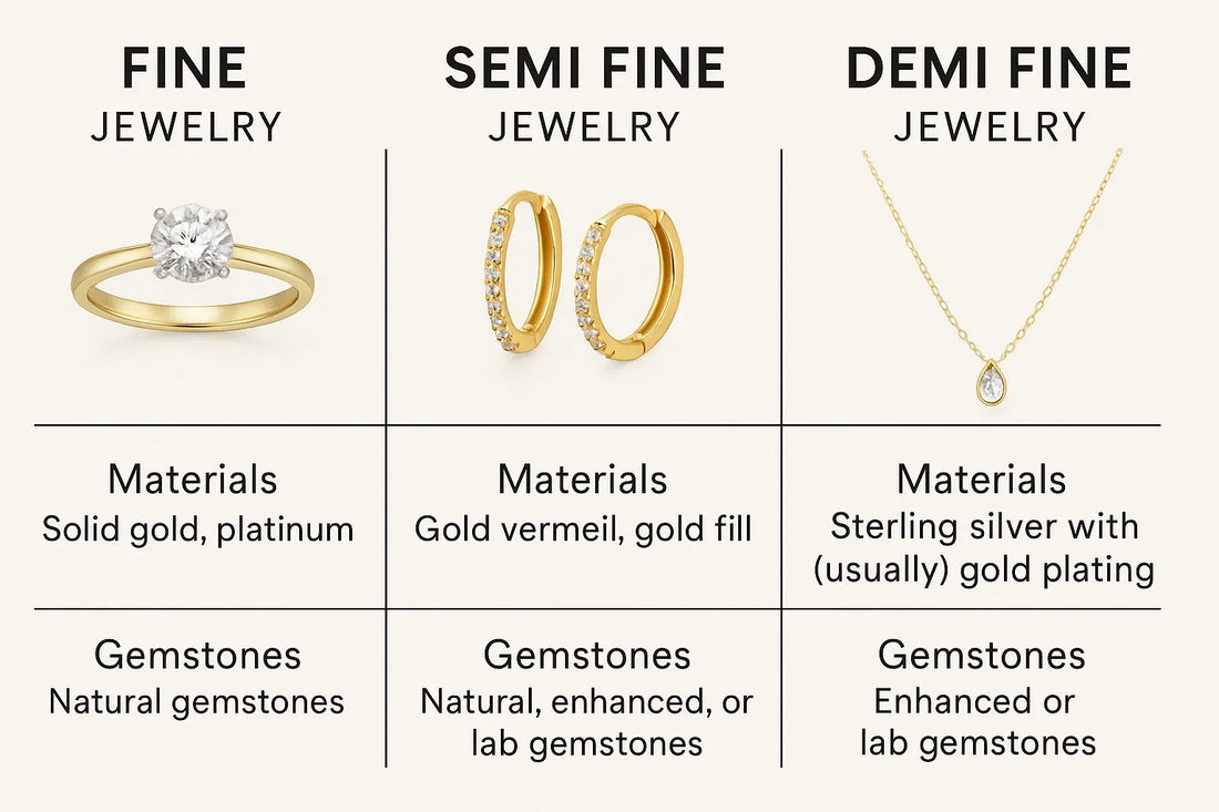 fine vs semi fine vs demi fine jewelry