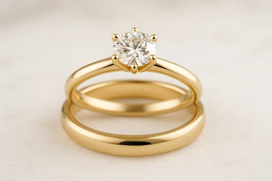 Pairing solitaire engagement ring with wedding band