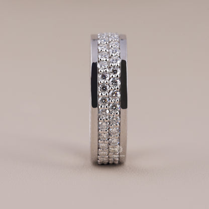 Men's Moissanite Diamond Wedding Ring, Gold Ring For Men, Full Eternity Stacking Band Ring, Moissanite Wedding Band For Men