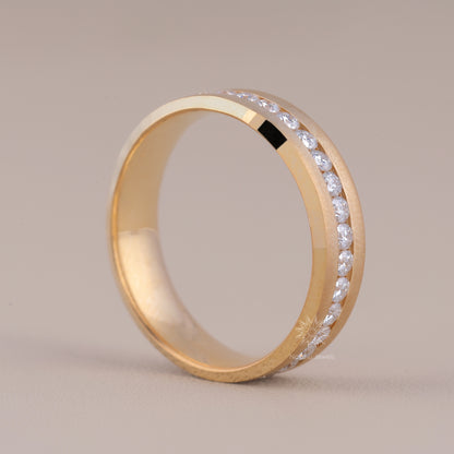 Round Colorless Moissanite Full Eternity Engagement Wedding Band For Him, Solid Gold Men's Channel Set Wedding Band, Anniversary Ring for Men/Man