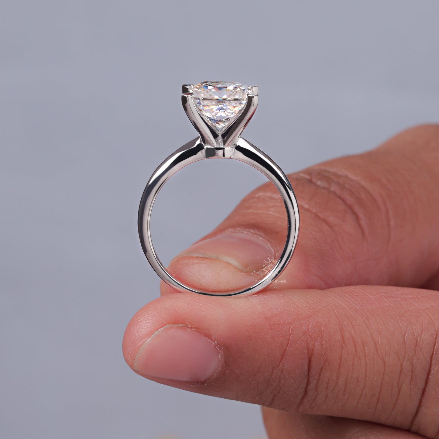 Solitaire Princess Cut Moissanite Engagement Wedding Ring