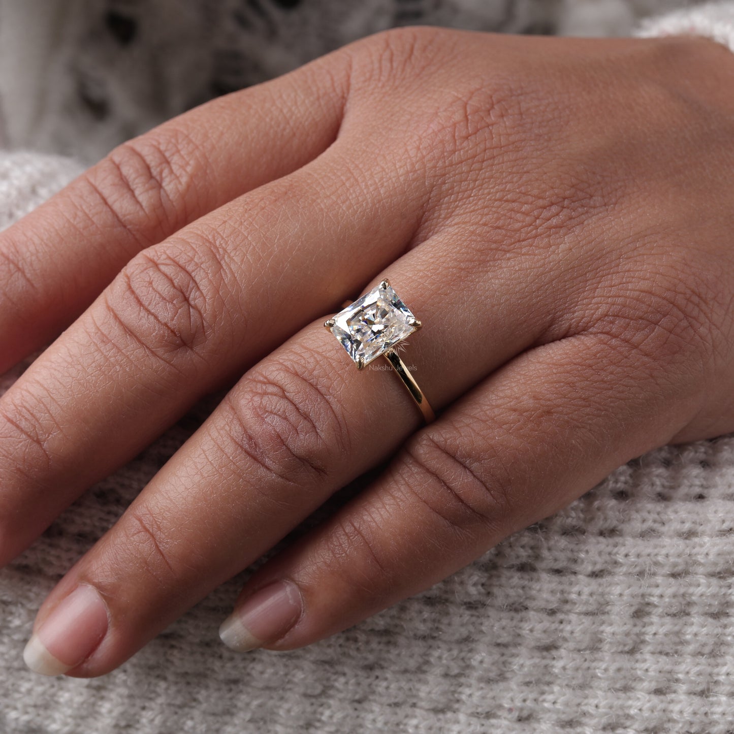 Radiant Cut Solitaire Moissanite Engagement Ring, 14K Solid Gold Promise Ring, Anniversary Gift Ring for Women