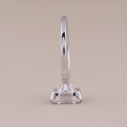 Emerald Cut Moissanite Three Stone Engagement Ring, 14K Gold 3 Stone Wedding Ring For Women