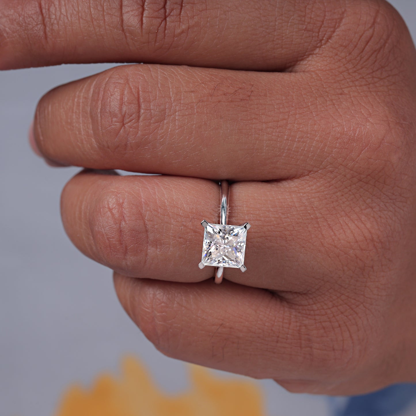 Solitaire Princess Cut Moissanite Engagement Wedding Ring
