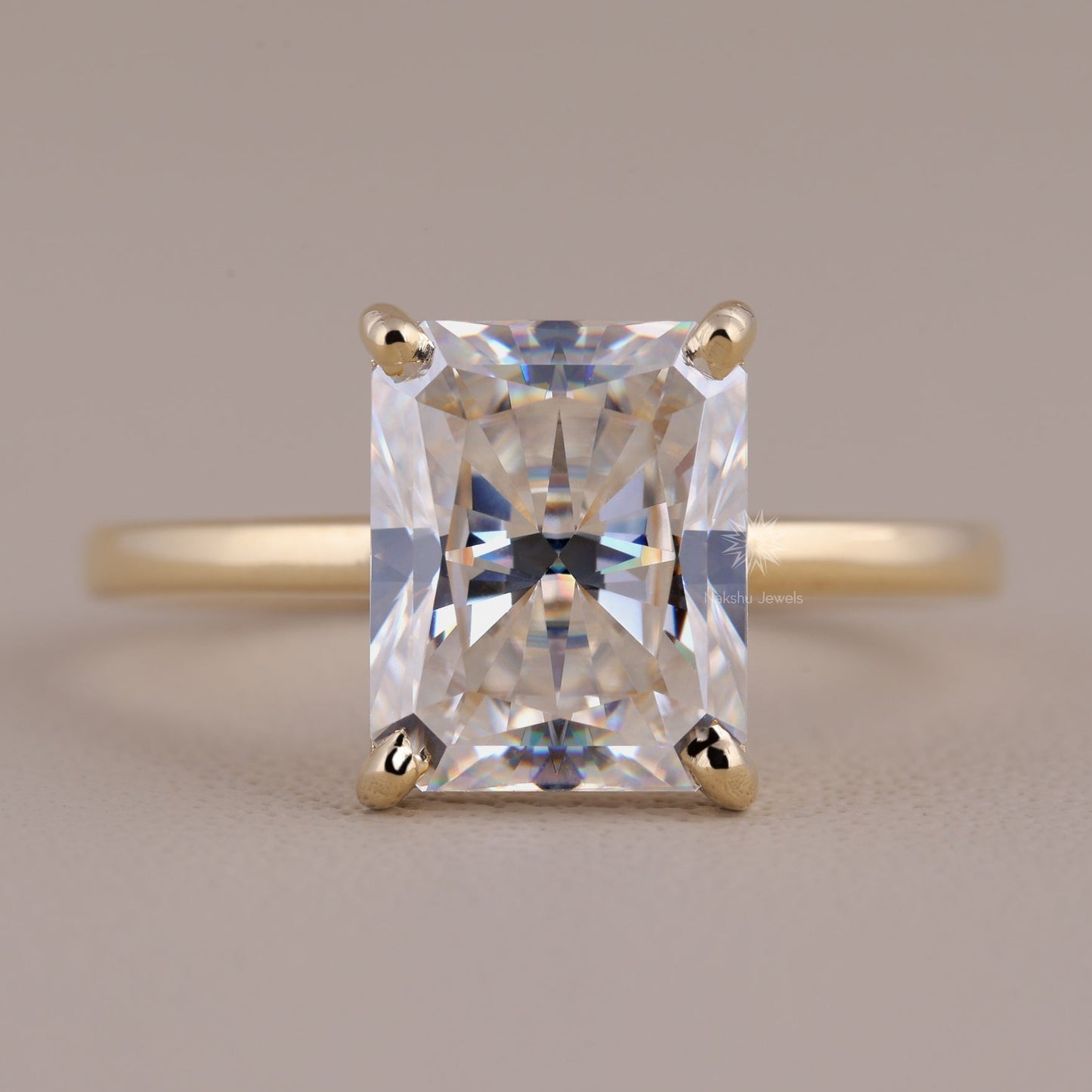 Radiant Cut Solitaire Moissanite Engagement Ring, 14K Solid Gold Promise Ring, Anniversary Gift Ring for Women