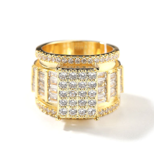 Round Cut Moissanite Adjustable Hip Hop Engagement Rings For Men's