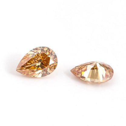 Pear Cut Champagne Color Loose Moissanite Diamond, All Custom Size Is Available