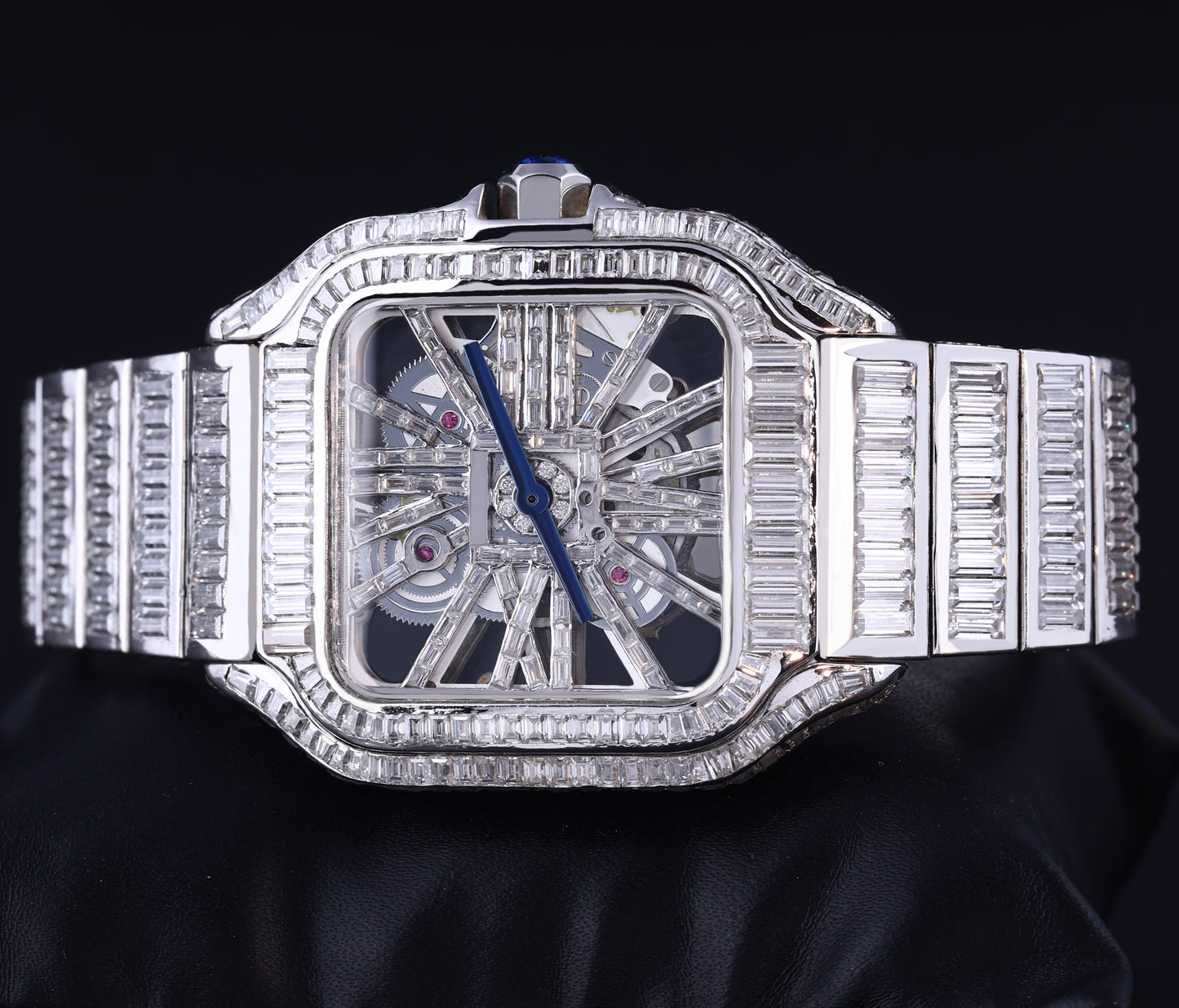 Fully Iced Out Skeleton Moissanite Diamond Watch