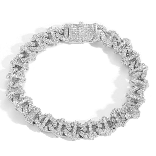 12 MM VVS Moissanite Hip Hop Miami Cuban Link Bracelet For Men, Iced Out 925 Sterling Silver Bracelet For Rapper