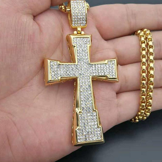 Iced Out Moissanite Cross Pendant In 925 Sterling Silver Religious Necklace