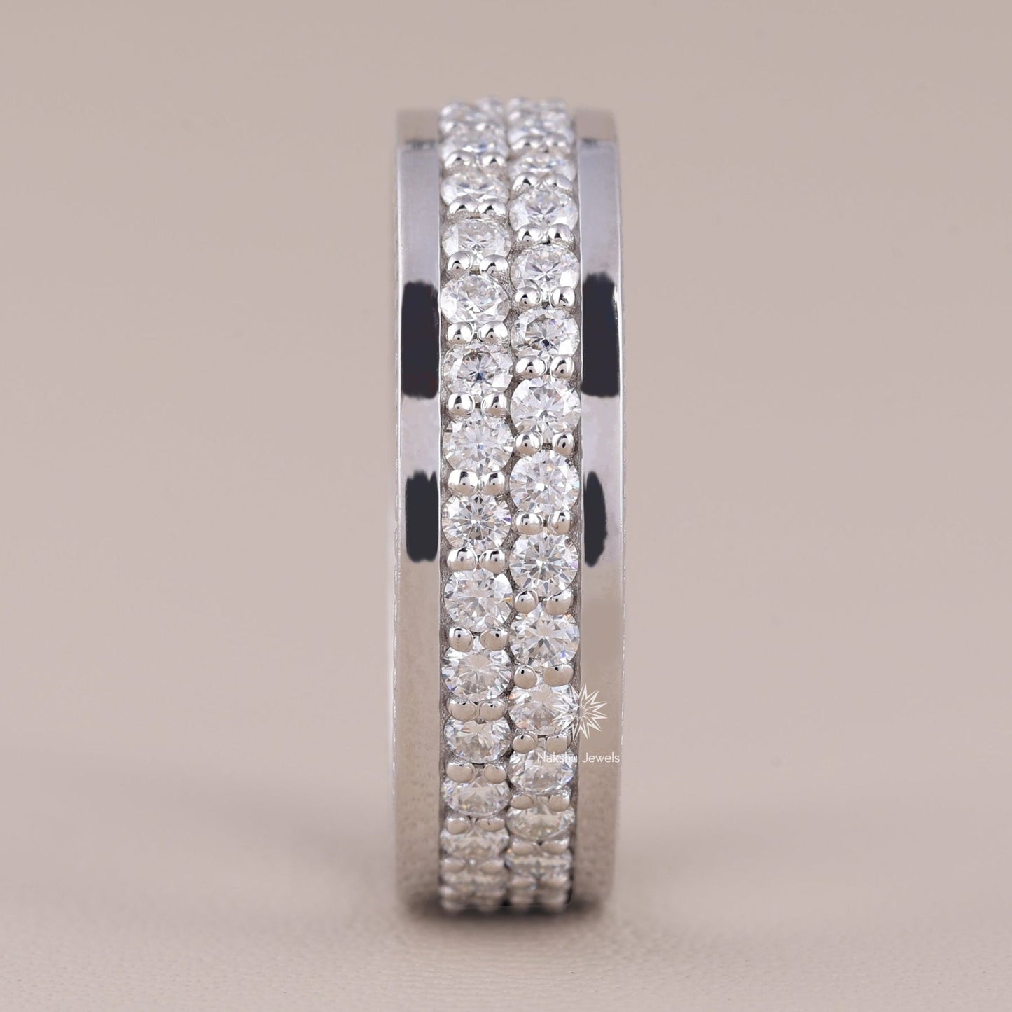 Men's Moissanite Diamond Wedding Ring, Gold Ring For Men, Full Eternity Stacking Band Ring, Moissanite Wedding Band For Men