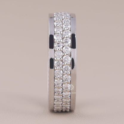 Men's Moissanite Diamond Wedding Ring, Gold Ring For Men, Full Eternity Stacking Band Ring, Moissanite Wedding Band For Men