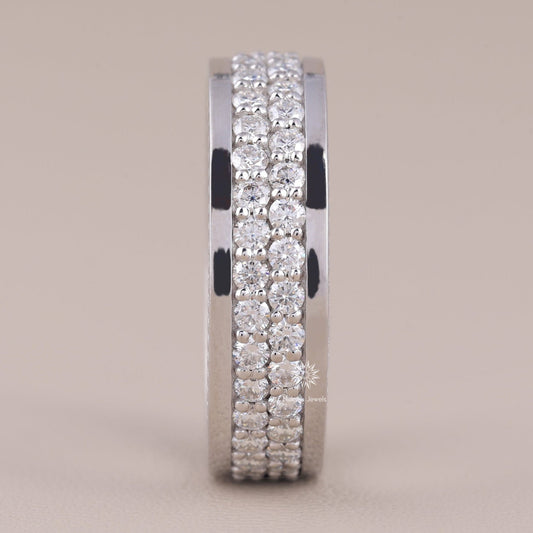 Men's Moissanite Diamond Wedding Ring, Gold Ring For Men, Full Eternity Stacking Band Ring, Moissanite Wedding Band For Men