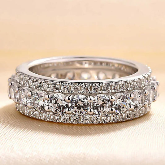Round Moissanite Iced Out Engagement Wedding Band Rings For Unisex, Moissanite Hip Hop Jewelry