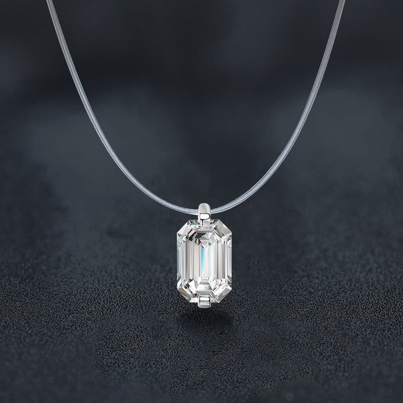 Emerald Cut Moissanite Pendant, 925 Sterling Silver Stunning Pendant Anniversary Gift, Only Pendant