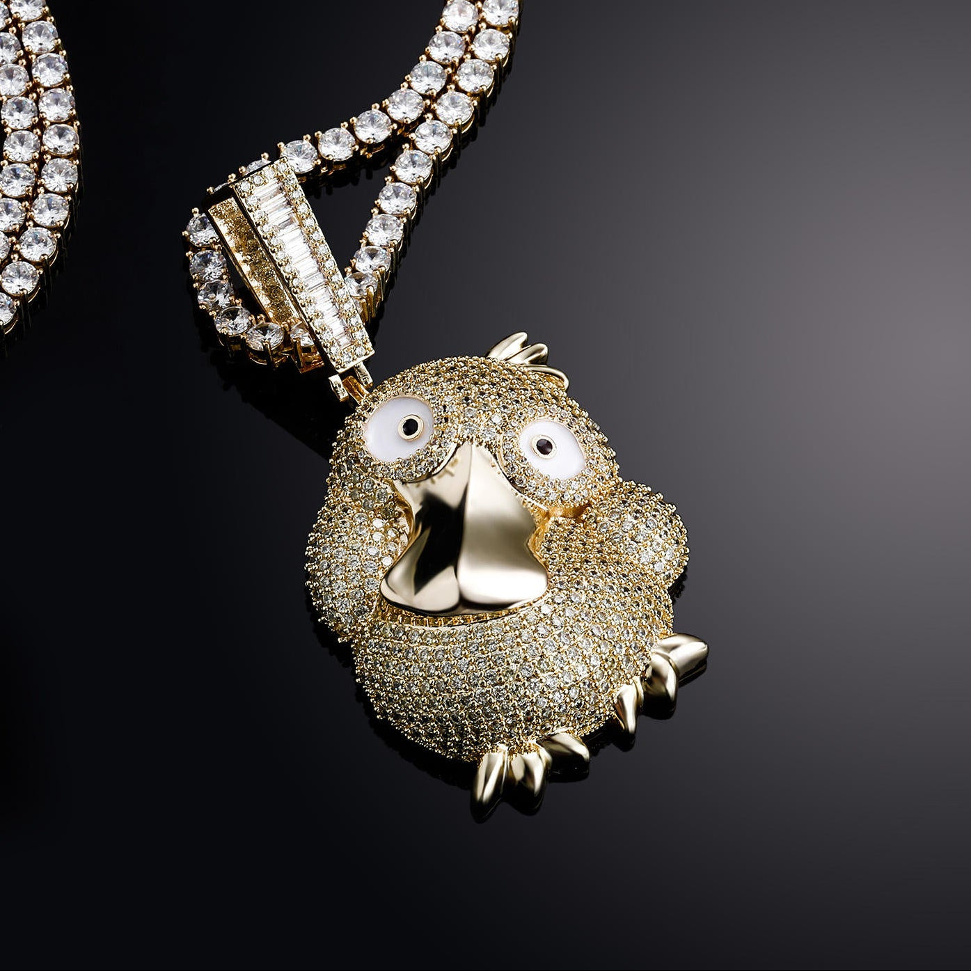 Moissanite Owl Bird Pendant In Hip Hop Jewelry, Iced Out Bling Pendant Necklace For Men and Women