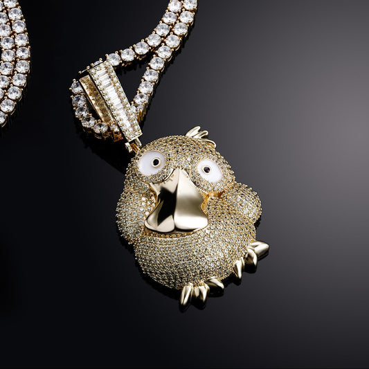 Moissanite Owl Bird Pendant In Hip Hop Jewelry, Iced Out Bling Pendant Necklace For Men and Women
