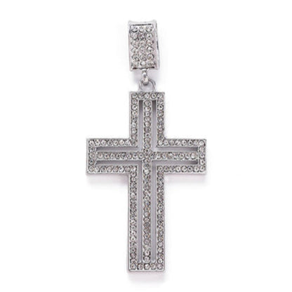 Round Cut Brilliant Moissanite Pendant, Holy Cross Charm 925 Sterling Silver Pendant