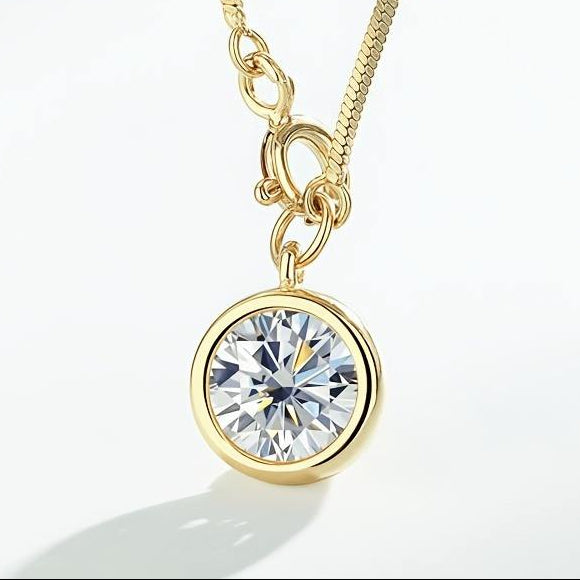 1 Ct Round Moissanite Bezel-Set Solitaire Pendant Jewelry For Women And Girl Only Pendant