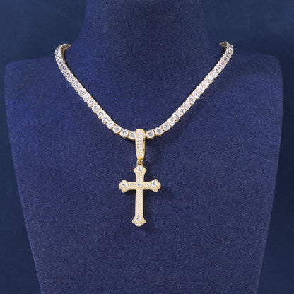 Hip Hop Moissanite Thorns Cross Pendant Jewelry For Men, Iced Out 925 Sterling Silver Pendant