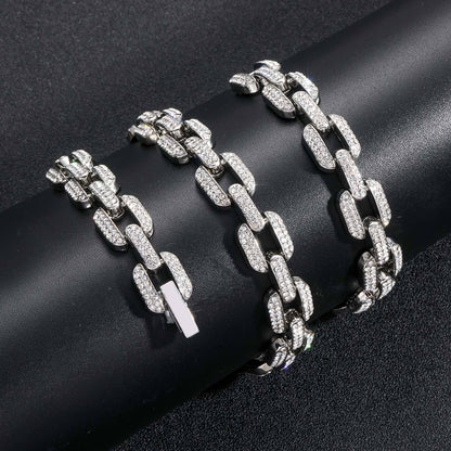 New Design Iced Out Moissanite Diamond 12mm Hip Hop Cuban Link Chain Necklace, Rapper Chains, Hip Hop Jewelry
