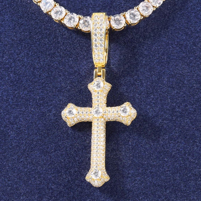 Hip Hop Moissanite Thorns Cross Pendant Jewelry For Men, Iced Out 925 Sterling Silver Pendant