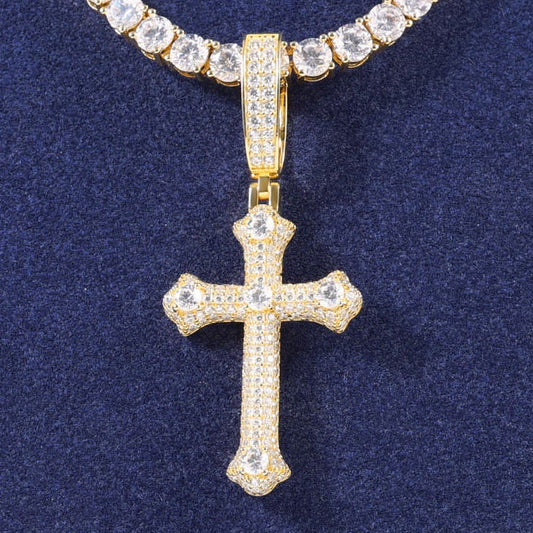 Hip Hop Moissanite Thorns Cross Pendant Jewelry For Men, Iced Out 925 Sterling Silver Pendant