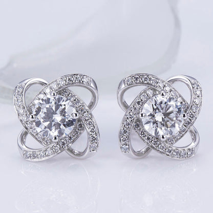 Floral Knot/Infinity Shape Moissanite Elegance Stud Earring In 14K Solid Gold