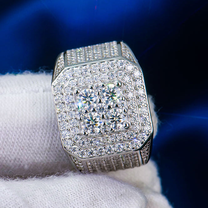 Iced Out Hip Hop Moissanite Diamond Men's Engagement - Wedding Ring