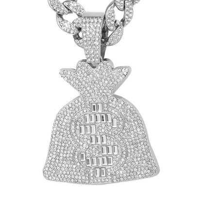 Luxury Iced Out VVS Moissanite Hip Hop Money Bag Pendant, S925 Sterling Silver - Gold Plated