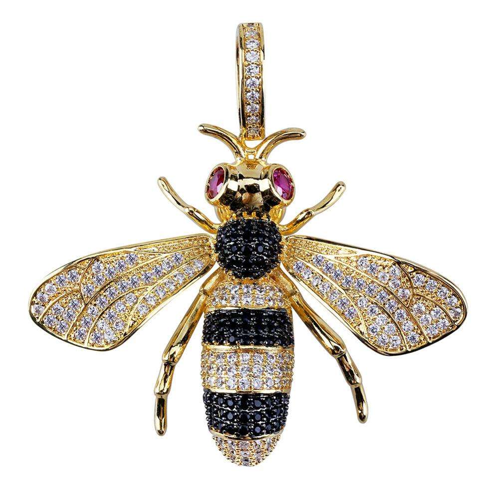 High Quality Hiphop Moissanite Bumble Honey Bee Pendant Necklace For Rapper - Men