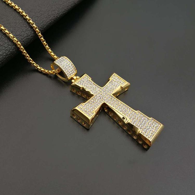Iced Out Moissanite Cross Pendant In 925 Sterling Silver Religious Necklace