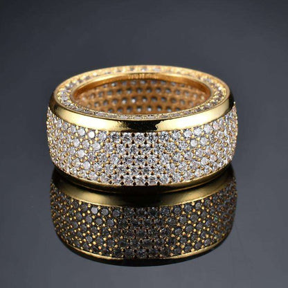 Round Moissanite Pave Set 5 Row Wide Wedding Band For Men, Fully  Iced Out Hip Hop Rings