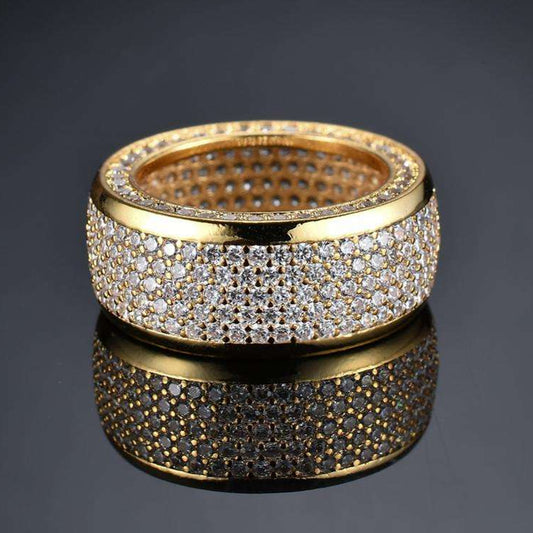Round Moissanite Fully Iced Out Pave Set 5 Row Wide Wedding Band Ring For Men, Hip Hop Jewelry Rings For Rapper