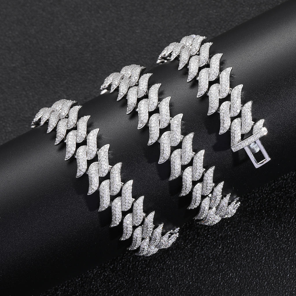 14MM Brilliant Cut Moissanite Miami Thorn Cuban Link Chain Fully Iced Out Cuban Chain Necklace for Men Hip Hop Jewelry