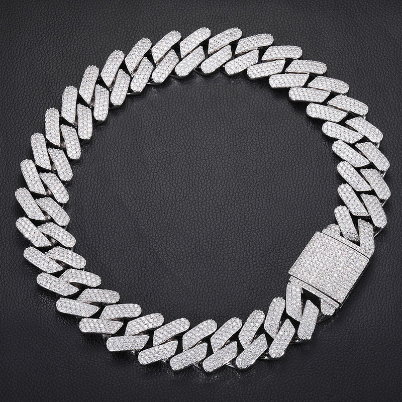 Luxury Hip Hop Jewelry 30 mm 14K Gold Plated Moissanite Iced Out Cuban Link Chain For Men